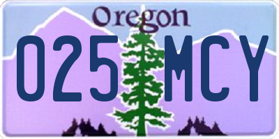 OR license plate 025MCY