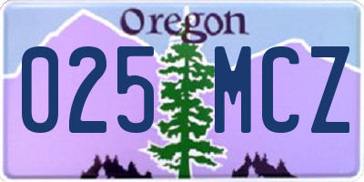 OR license plate 025MCZ