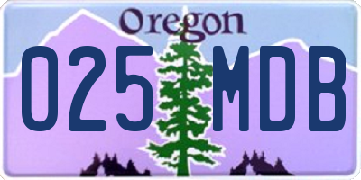 OR license plate 025MDB