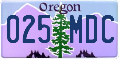 OR license plate 025MDC