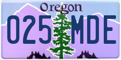 OR license plate 025MDE