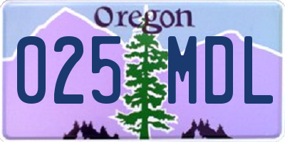 OR license plate 025MDL