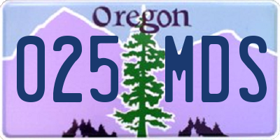 OR license plate 025MDS