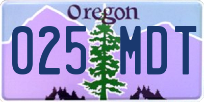 OR license plate 025MDT