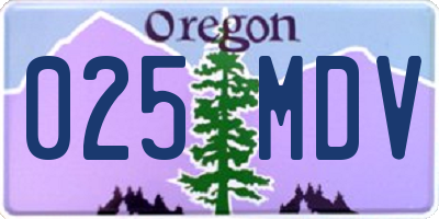 OR license plate 025MDV