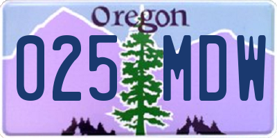 OR license plate 025MDW