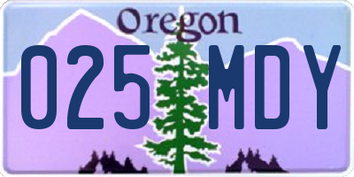OR license plate 025MDY