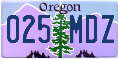 OR license plate 025MDZ