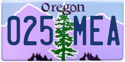 OR license plate 025MEA