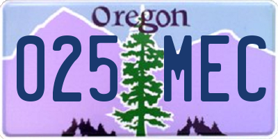 OR license plate 025MEC