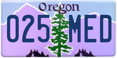 OR license plate 025MED