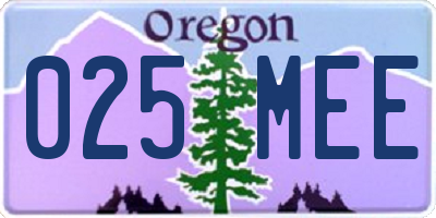 OR license plate 025MEE