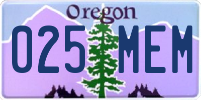 OR license plate 025MEM