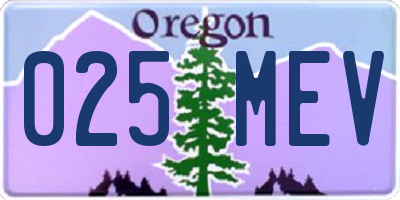 OR license plate 025MEV