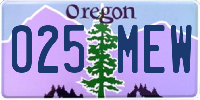 OR license plate 025MEW