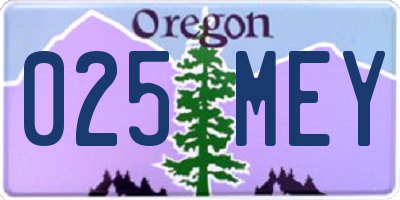 OR license plate 025MEY