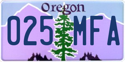 OR license plate 025MFA