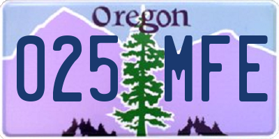 OR license plate 025MFE