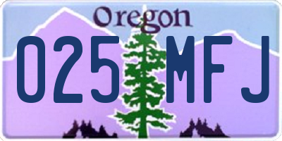 OR license plate 025MFJ