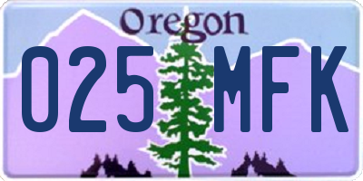 OR license plate 025MFK