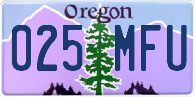OR license plate 025MFU