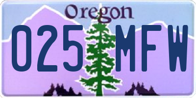 OR license plate 025MFW