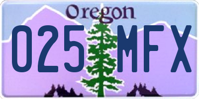 OR license plate 025MFX