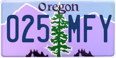 OR license plate 025MFY
