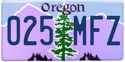 OR license plate 025MFZ