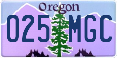 OR license plate 025MGC