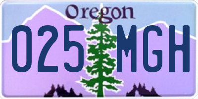 OR license plate 025MGH