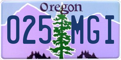 OR license plate 025MGI