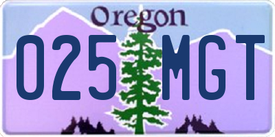 OR license plate 025MGT