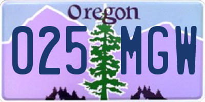 OR license plate 025MGW