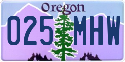 OR license plate 025MHW