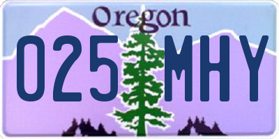 OR license plate 025MHY