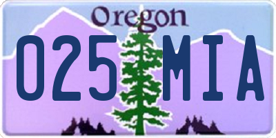 OR license plate 025MIA