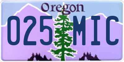 OR license plate 025MIC
