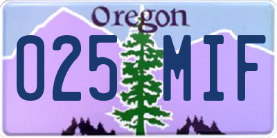 OR license plate 025MIF
