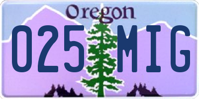 OR license plate 025MIG
