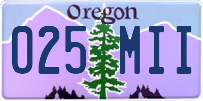 OR license plate 025MII