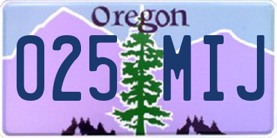 OR license plate 025MIJ