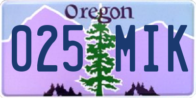 OR license plate 025MIK