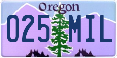 OR license plate 025MIL