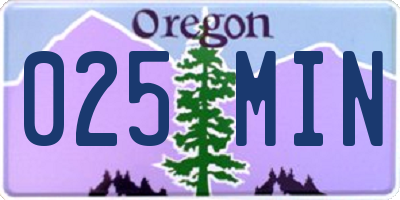 OR license plate 025MIN