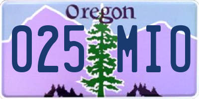 OR license plate 025MIO