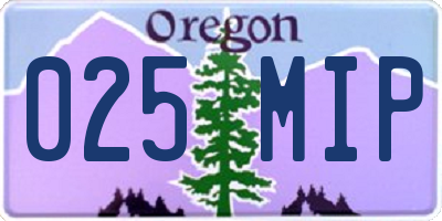 OR license plate 025MIP