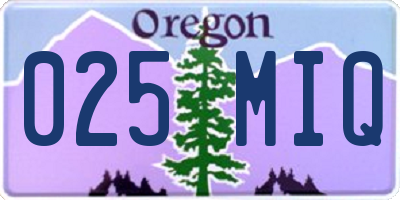 OR license plate 025MIQ
