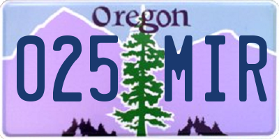OR license plate 025MIR