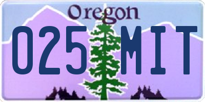 OR license plate 025MIT